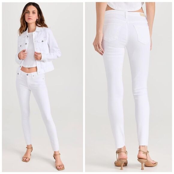 AG Adriano Goldschmied THE LEGGING ANKLE Super Skinny Jeans in White Raw Hem - Picture 5 of 16
